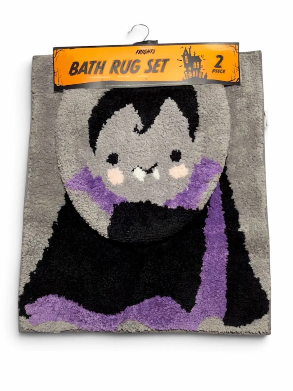 Kids Vampire Bath Rug Set - Gray & Purple